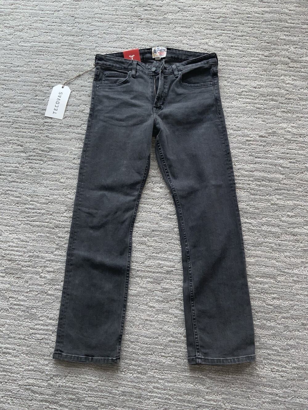 Tecovas Jeans Mens 31x30 NEW Charcoal Wash Slim Straight Denim Pants Faded Black